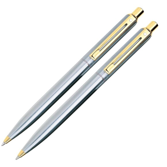SHEAFFER  LOT OF 2- SENTINEL 325-3 PENCIL 0.7mm Brushed Chrome w/Gold Tone Trim - Picture 1 of 4